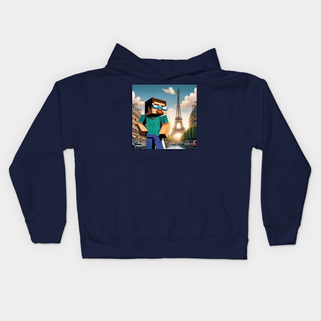 Steve in Paris Kids Hoodie by mattrodz